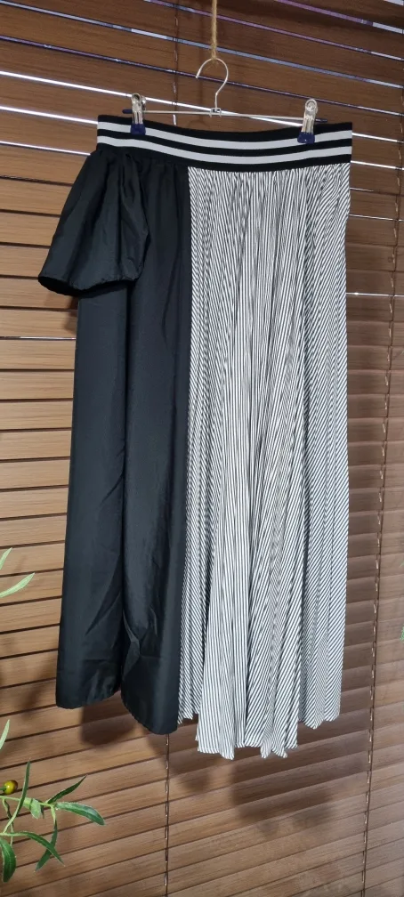 [55~66] 독특한 언발란스 롱 스커트 허리밴딩 안감○