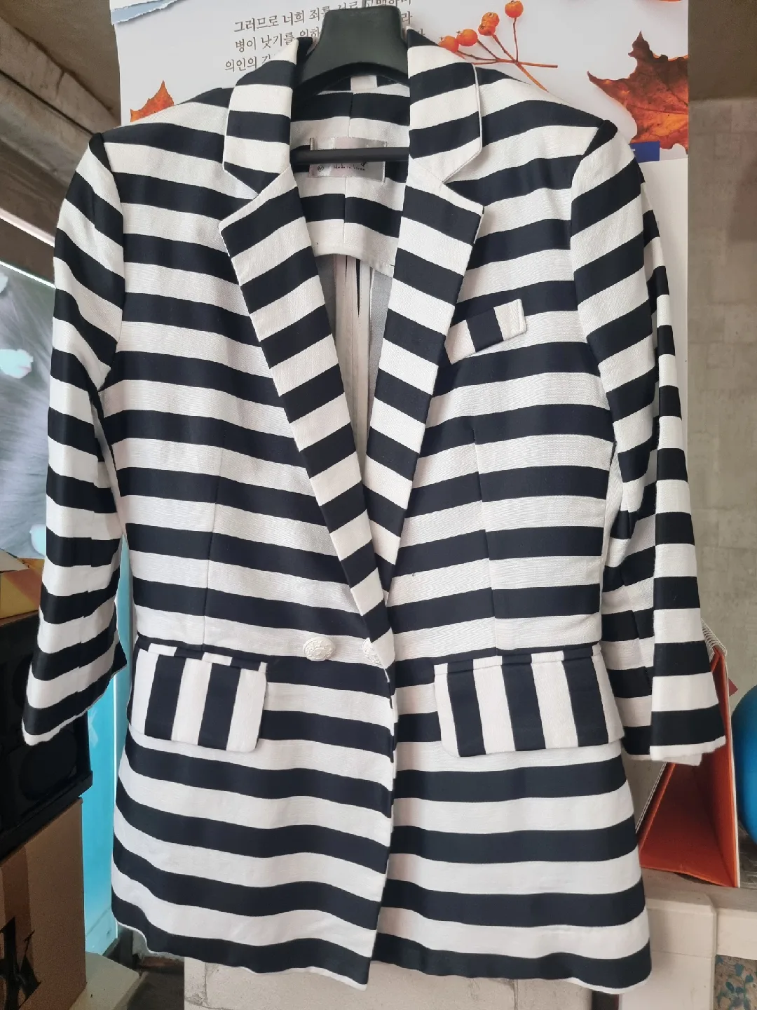 Hallist 스트라이프 블레이저 M