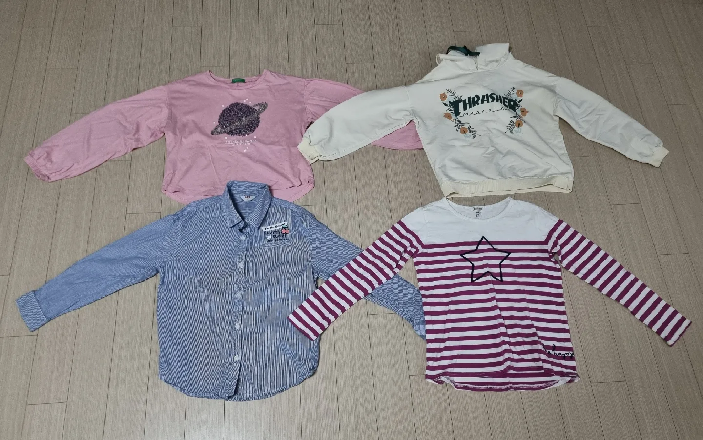 [중고] 여아 봄,가을 티셔츠 140,145 (일괄4벌)