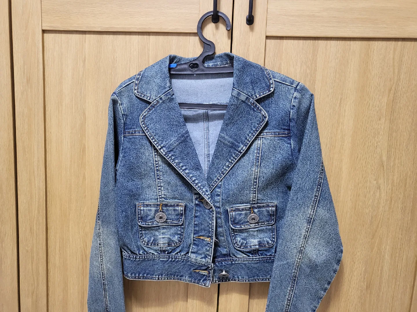 ELLE 엘르 크롭 청 데님 자켓