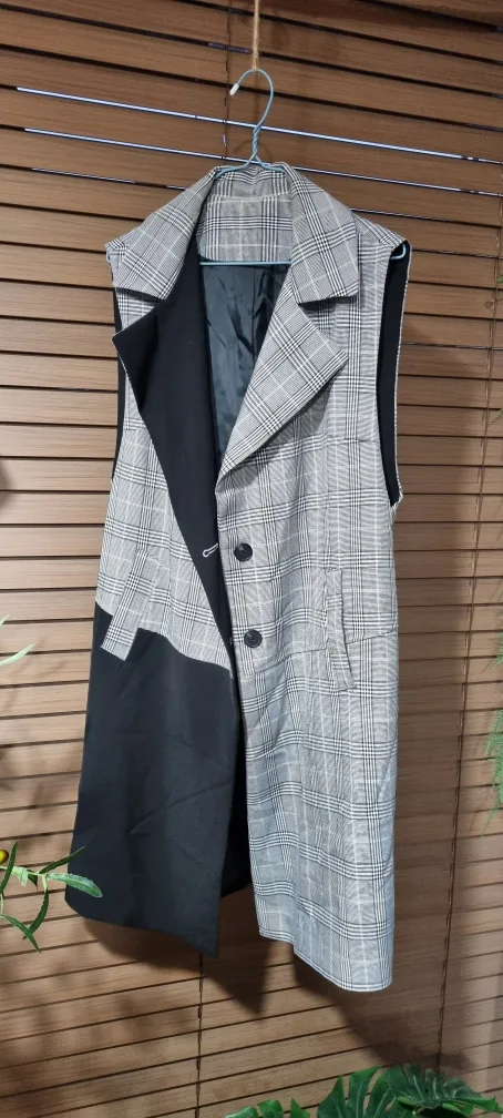 [55~66] 체크 롱 베스트 조끼 FREE 지금 입기 좋아요 세런된 스타일