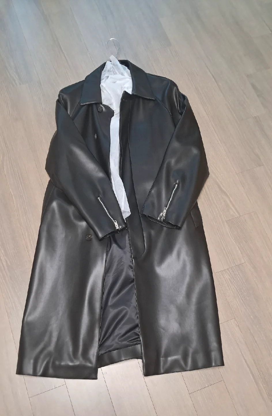 블랙 양가죽 롱 코트