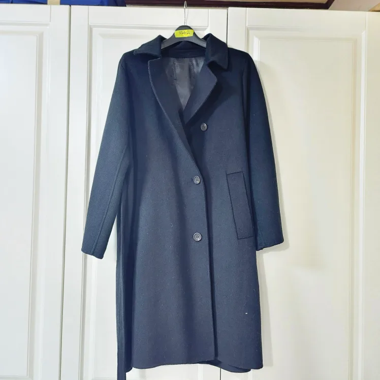 울+캐시 블랙 핸드메이드 코트