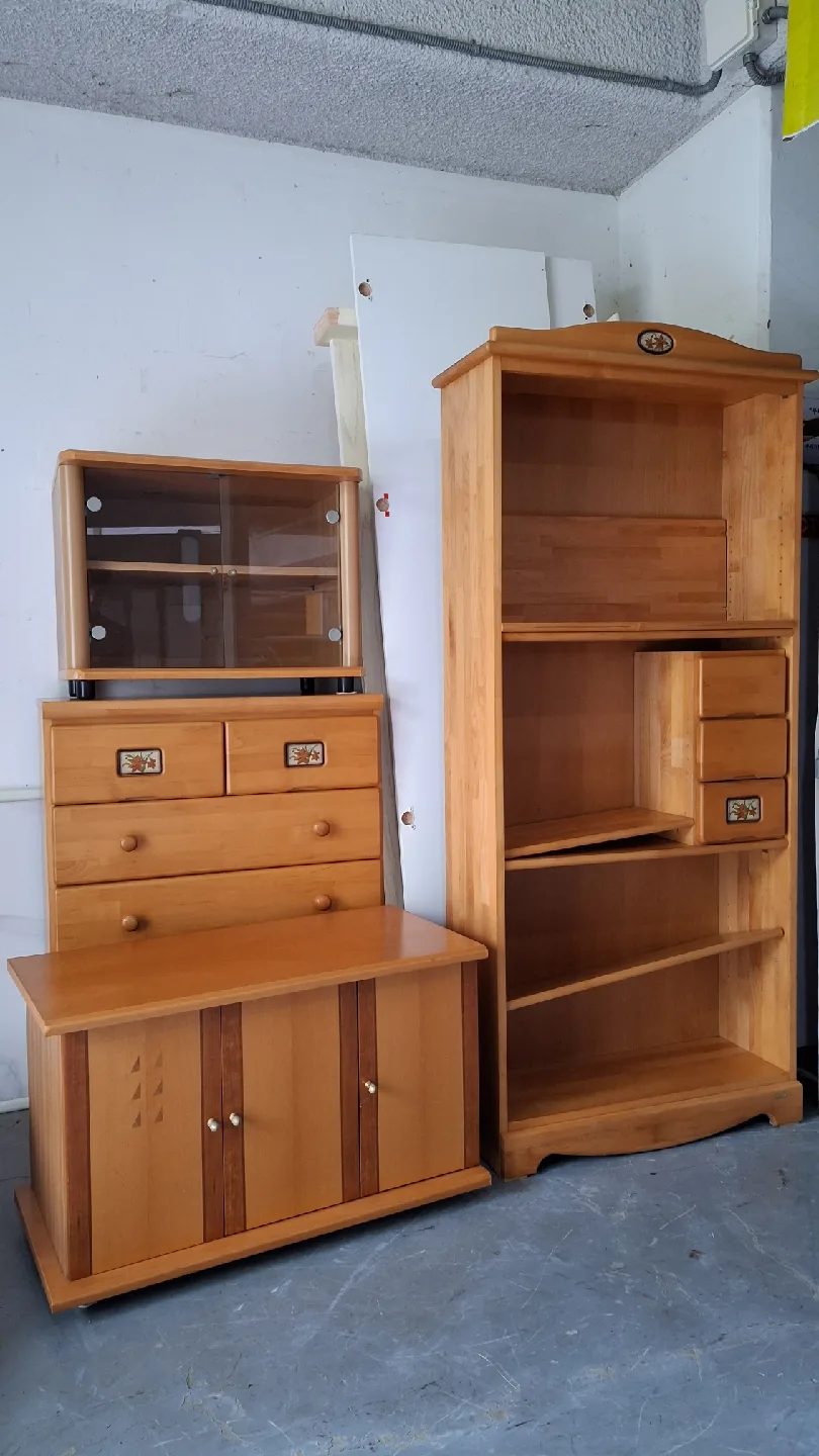 원목 수납장, 책장, 테이블 세트