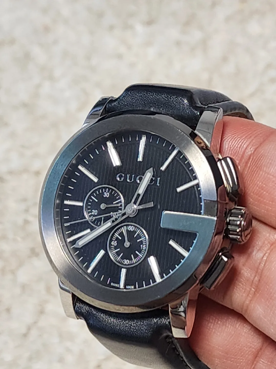 구찌 G-크로노(101.2) 남성 가죽 시계