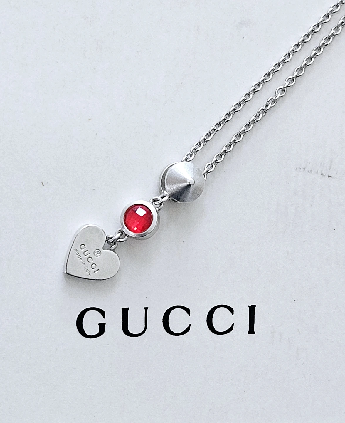 구찌 하트 레드 스톤 목걸이 [정품/풀세트]