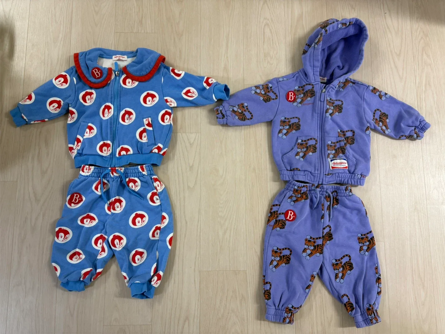 베베드피노 상하의 세트 90 두벌 (각각 17,000원)