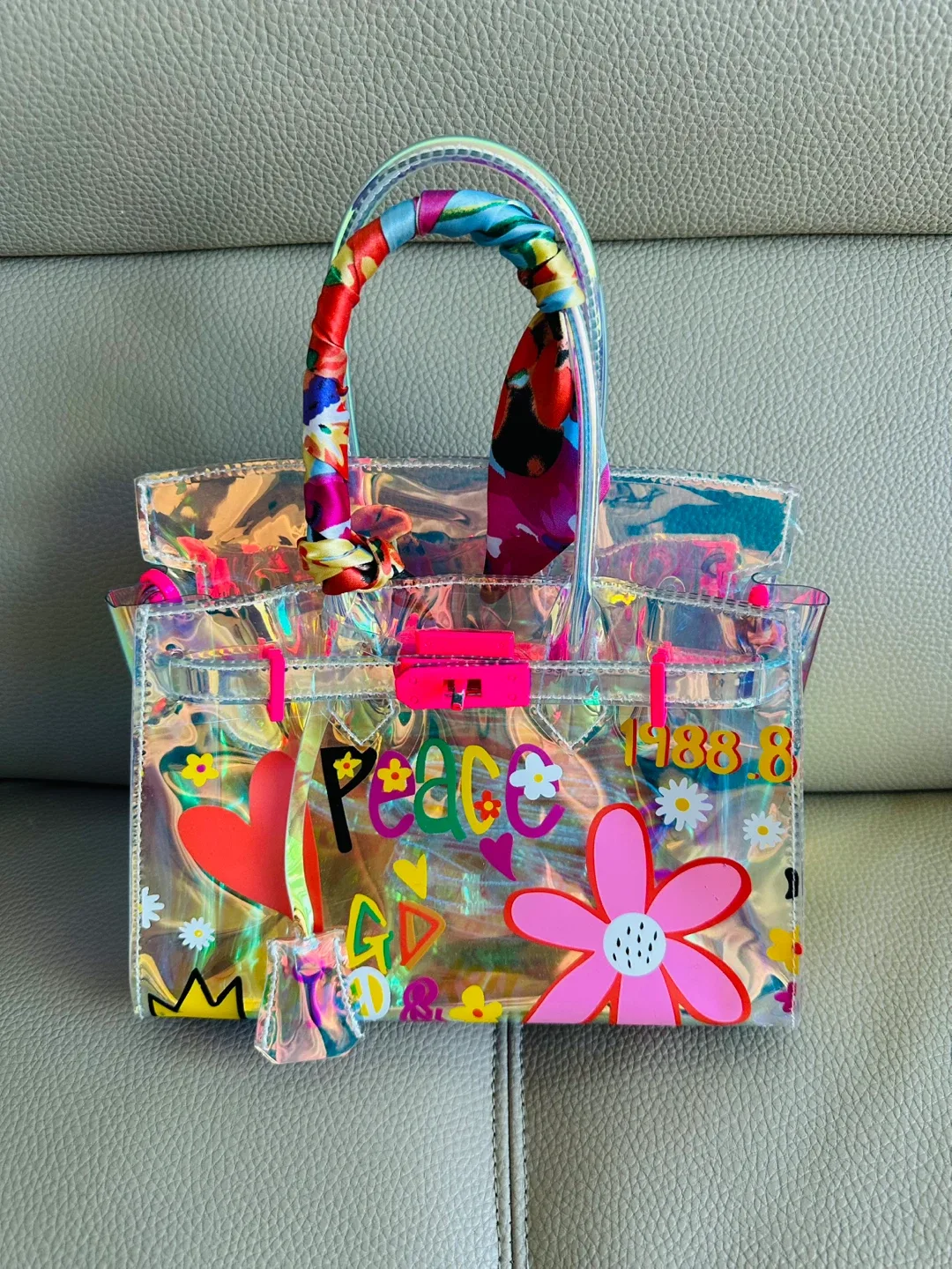 투명 라듐 환채 PVC 가방_휴대용 숄더 크로스