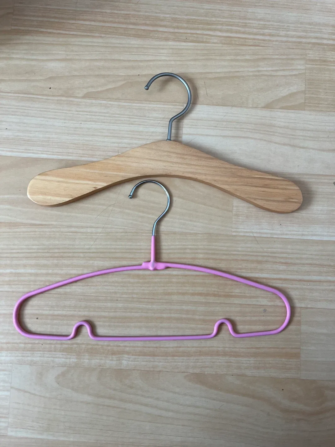 어린이 옷걸이 세트 (나무, 핑크)