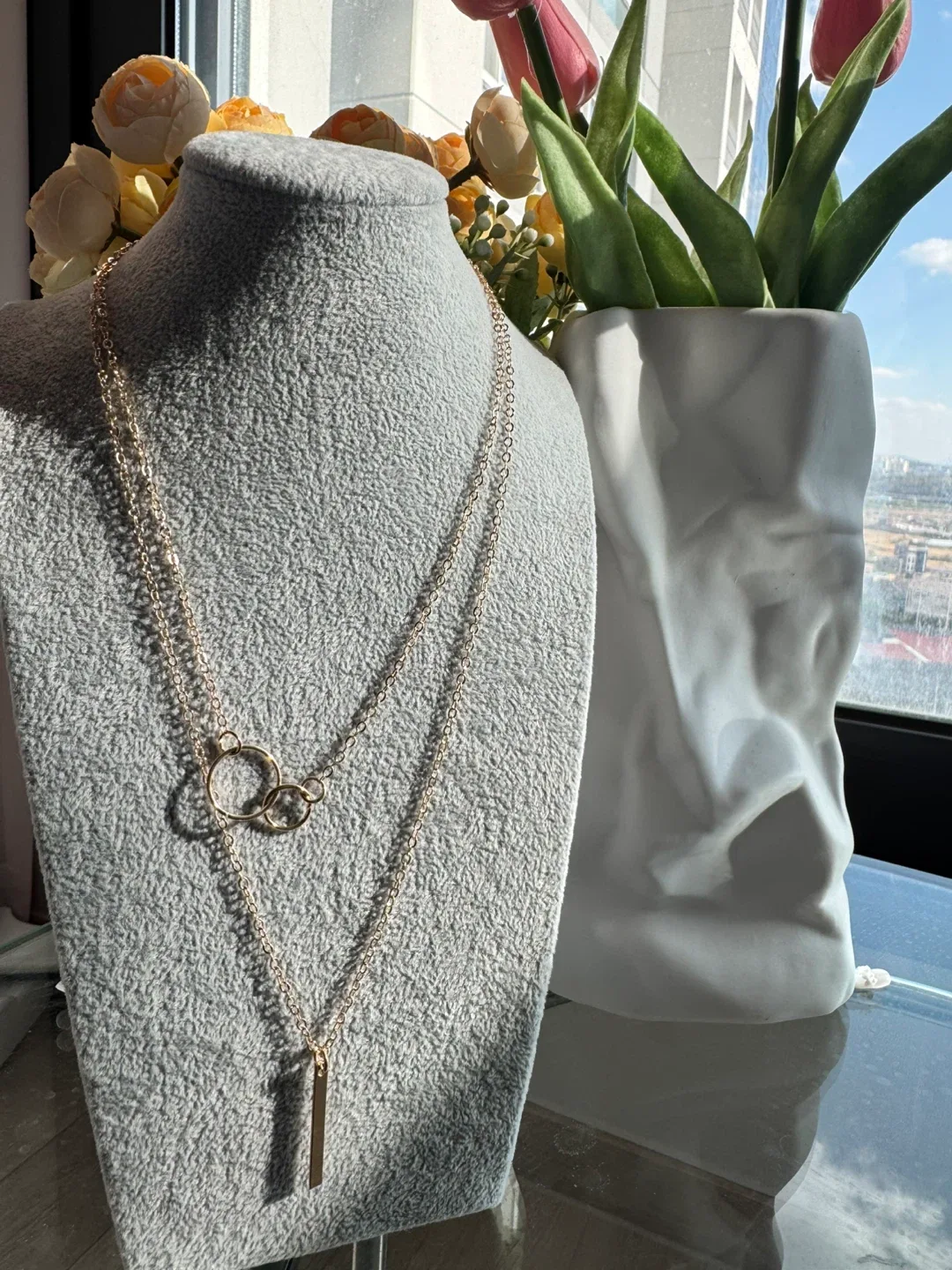 2in1 레이어드 골드 목걸이(새상품)
