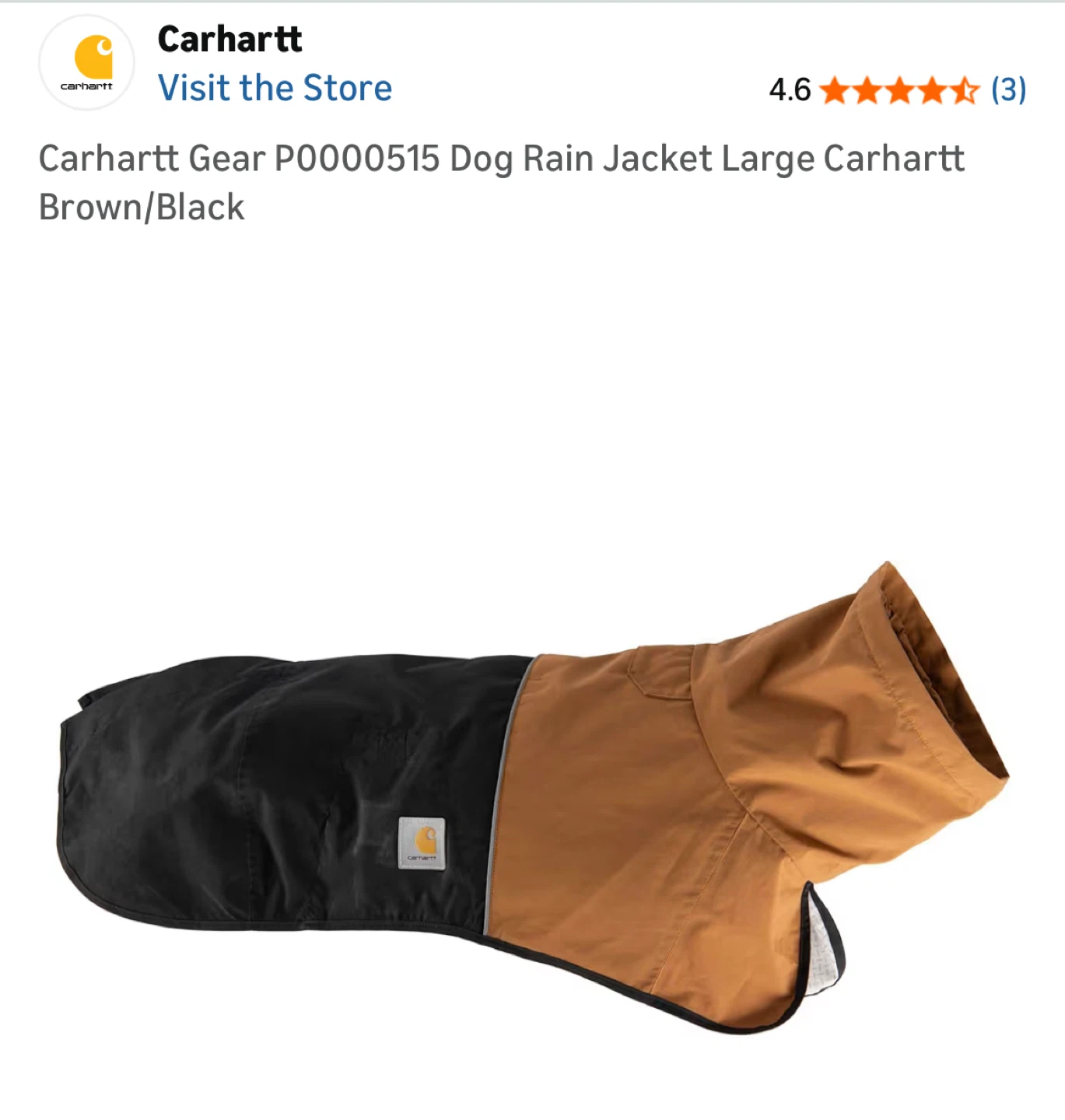 칼하트 강아지 레인 자켓 L 새제품 (리트리버추천)