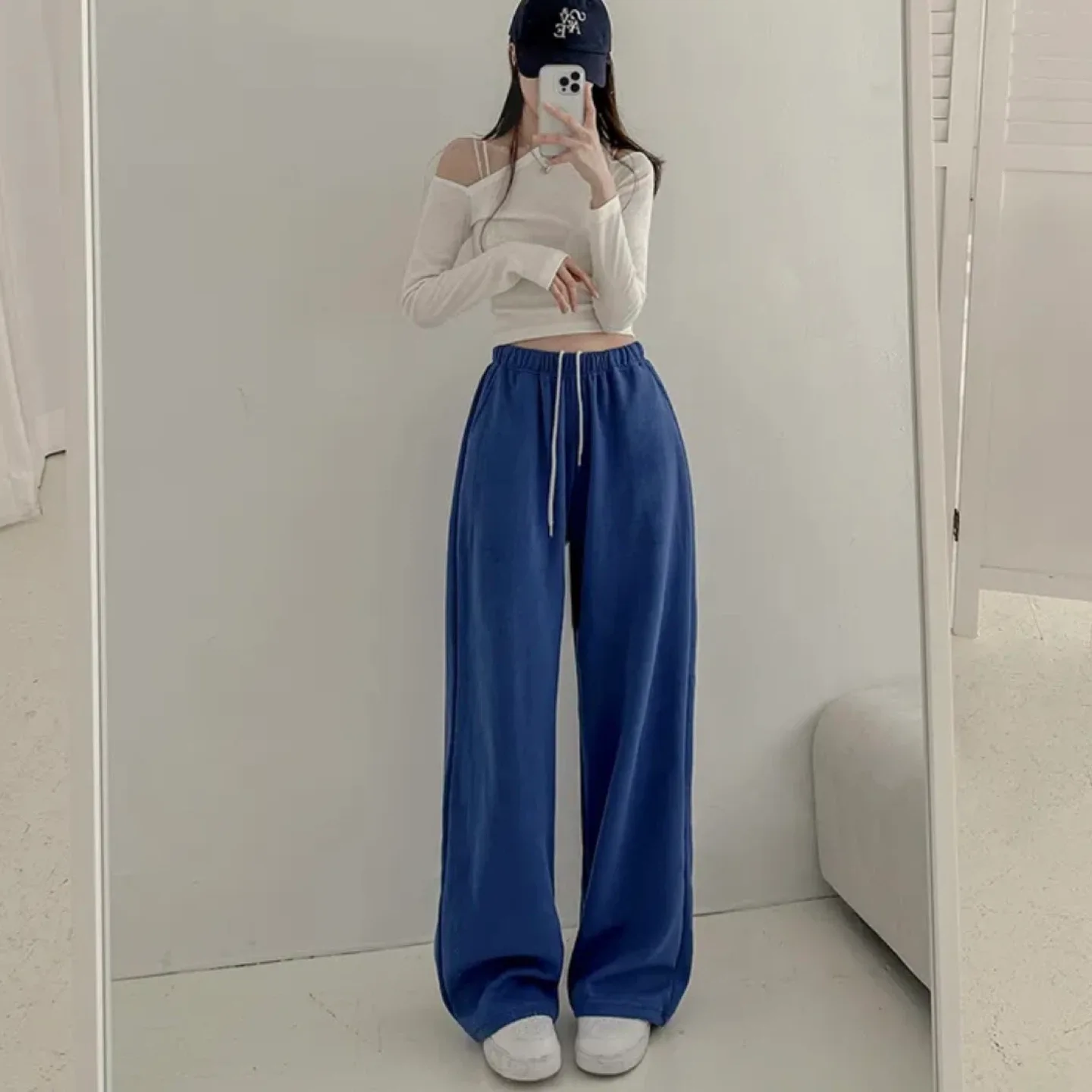 급처 새제품 에이블리 와이드핏 트레이닝 밴딩 팬츠 블루