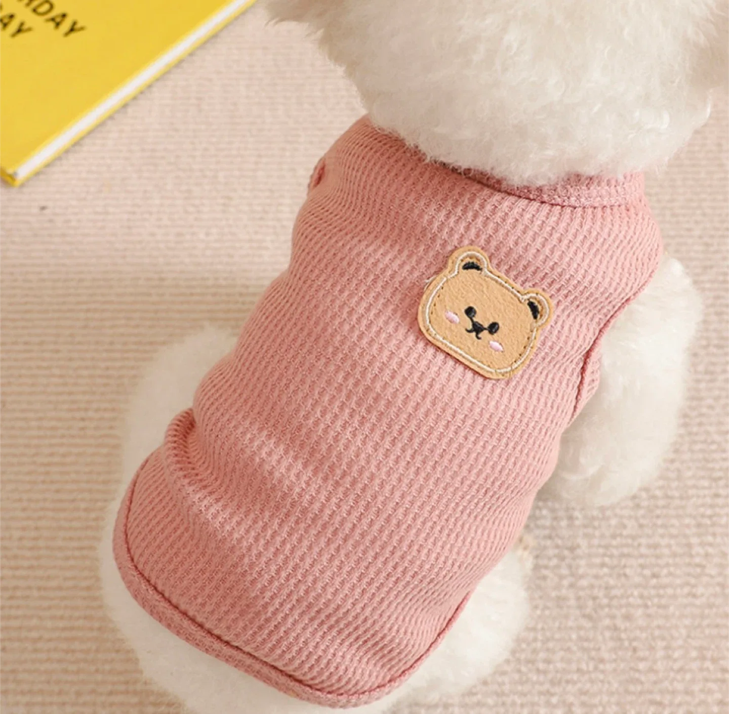 강아지 곰돌이 티셔츠 핑크 (중고x 새옷o)