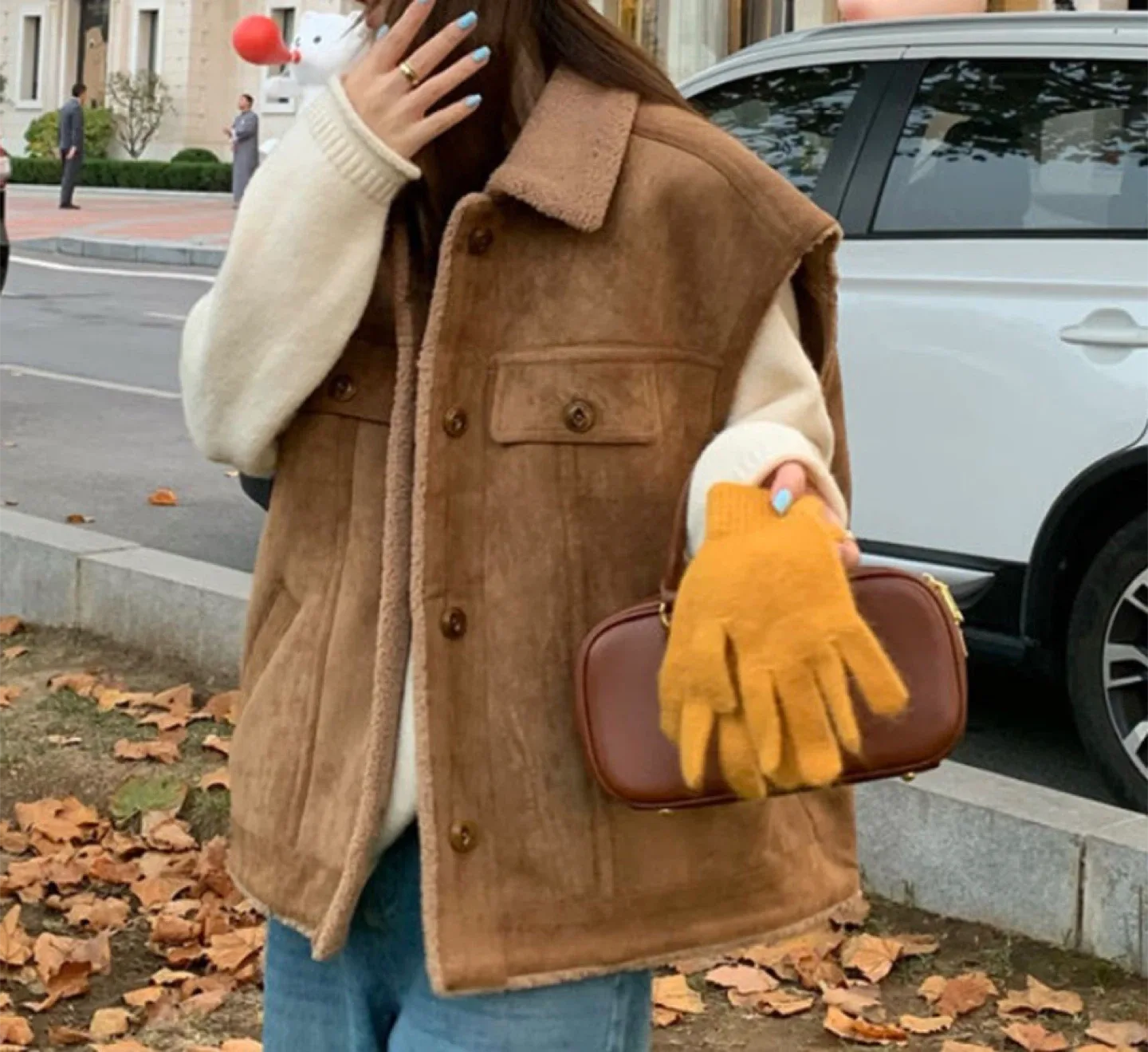 무스탕 조끼 프리사이즈