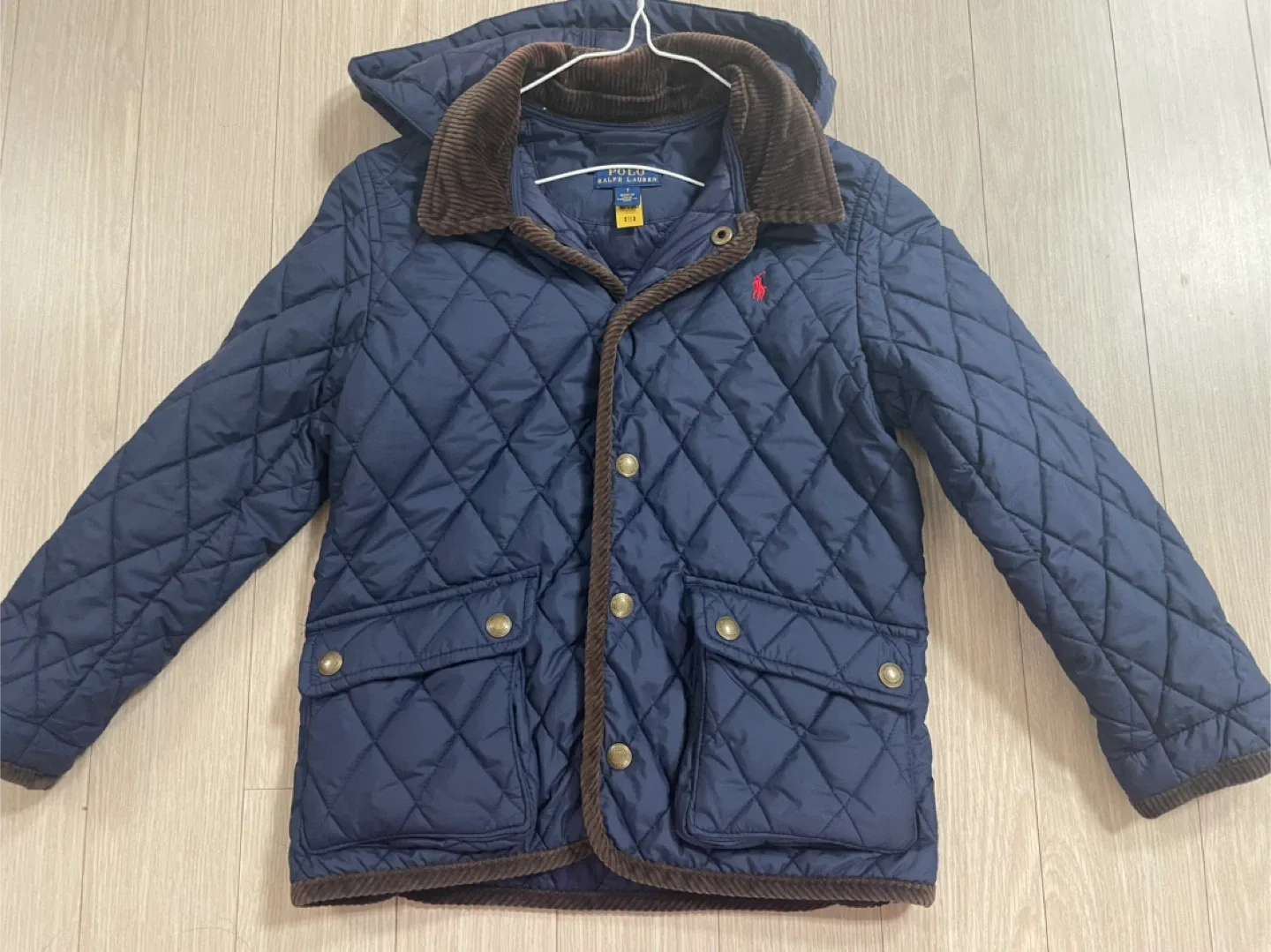 폴로 키즈 퀼팅 네이비 7y