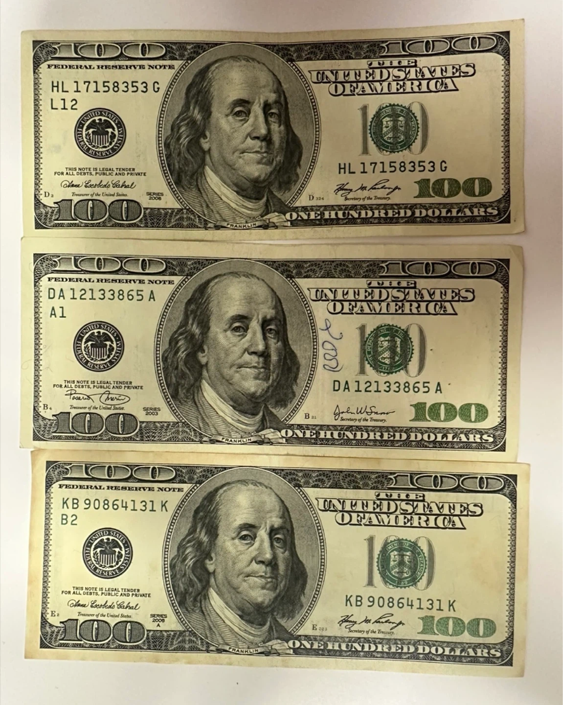 미 달러 300달러(구권)일괄 교환