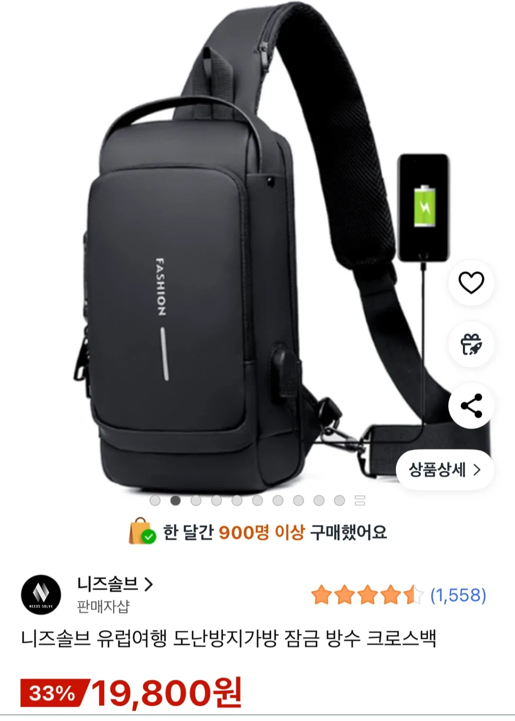 (새상품) 니즈솔브 유럽여행 도난방지가방