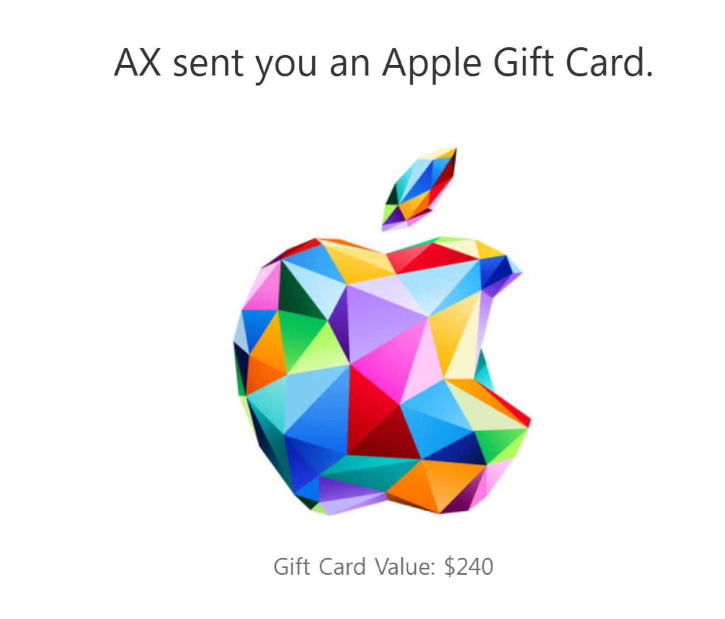 미국 애플 기프트 카드 240달러