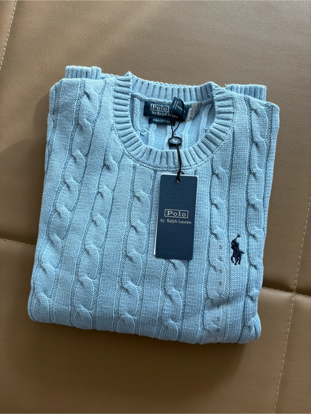 새상품 | 폴로 랄프로렌 피마코튼 케이블 니트 S (블루-하늘색)