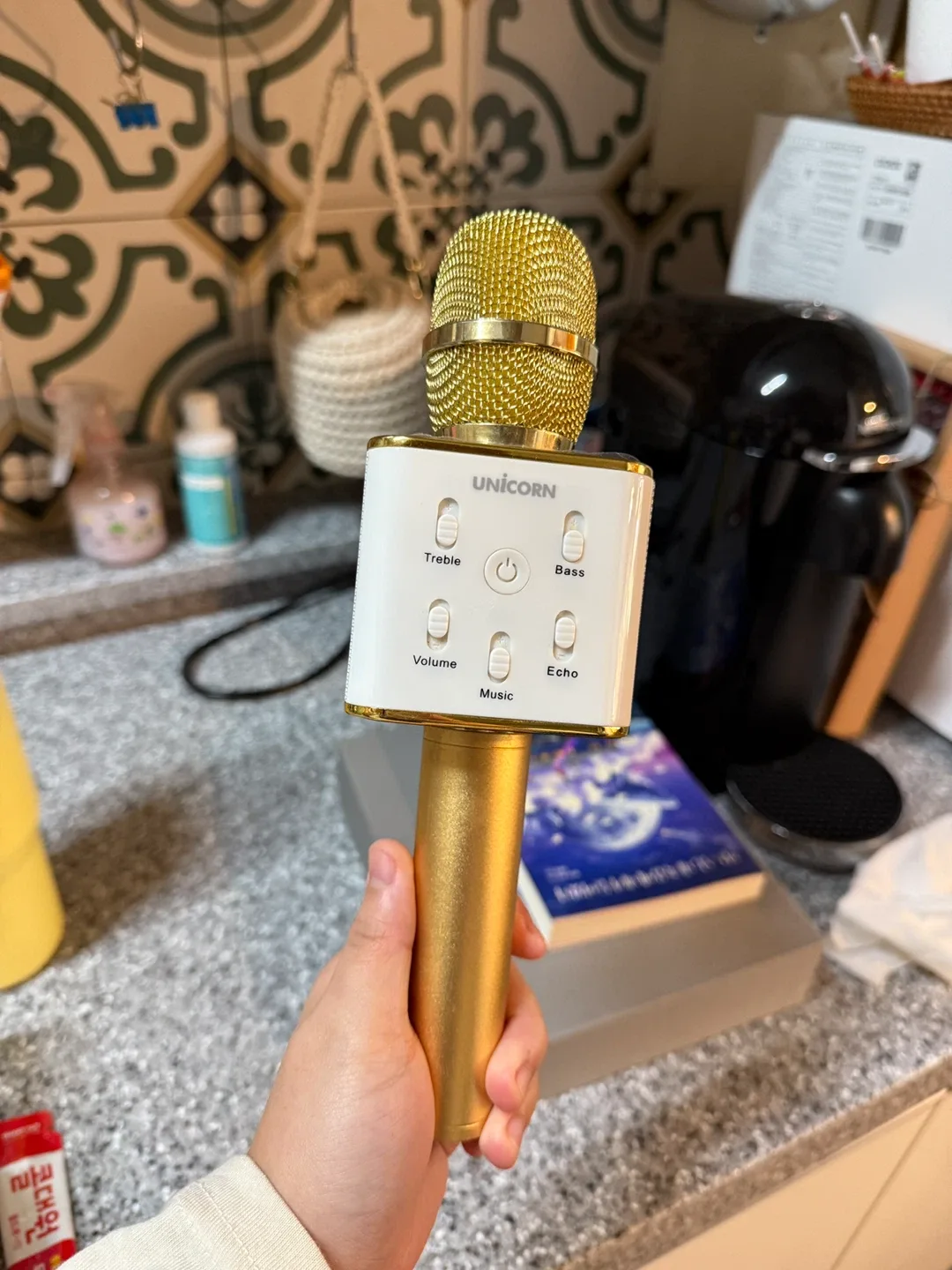 중고) 유니콘 노래방 마이크 골드