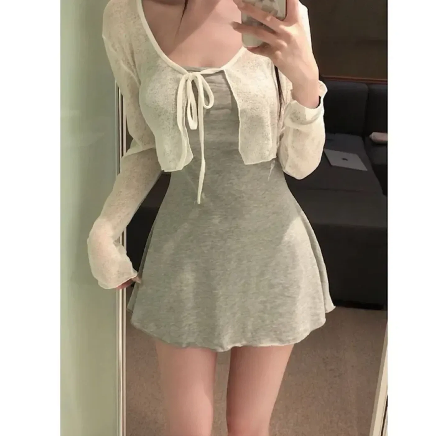 나시 원피스 가디건 세트