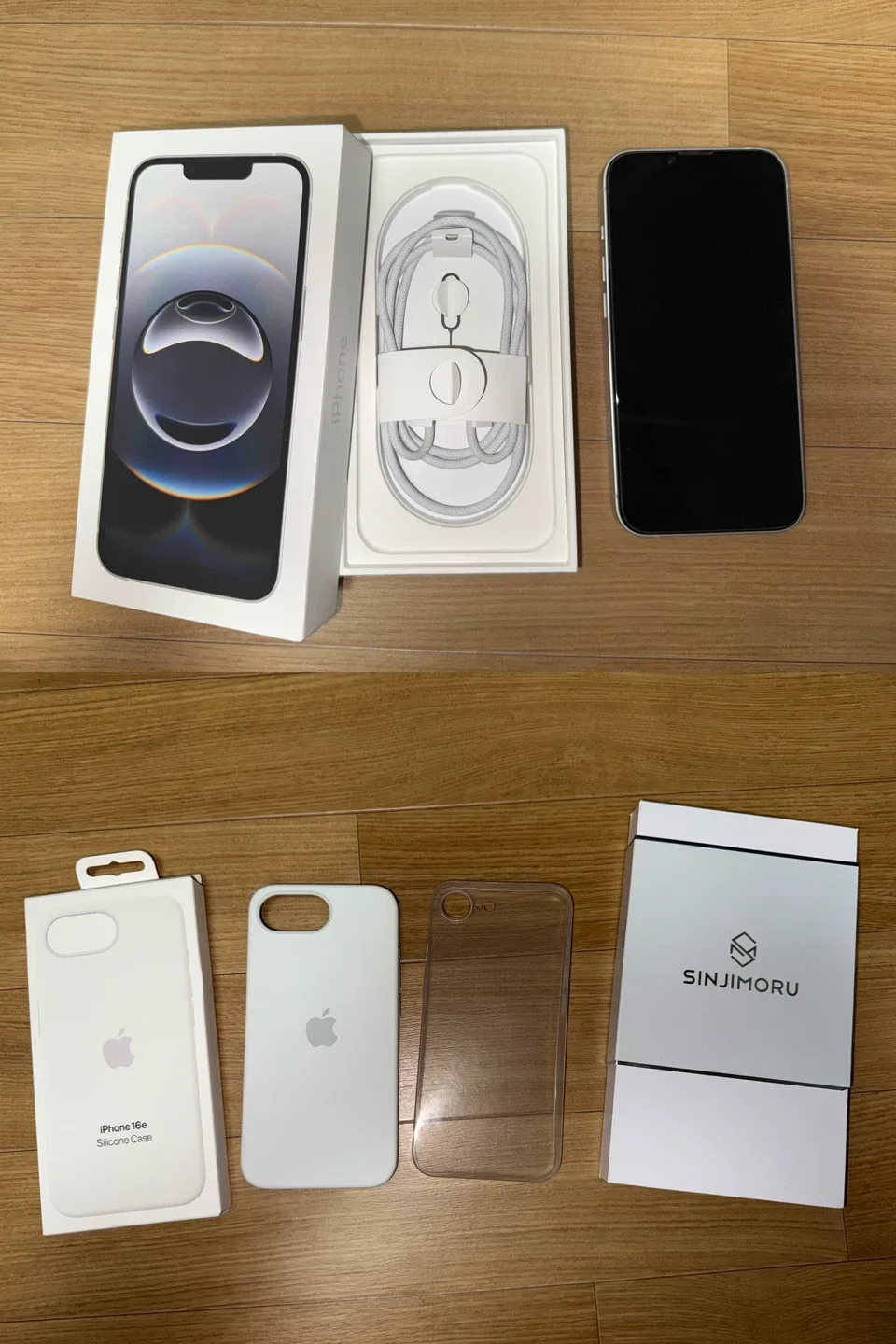 아이폰16e 화이트 128GB 자급제 풀박스 + 정품 케이스