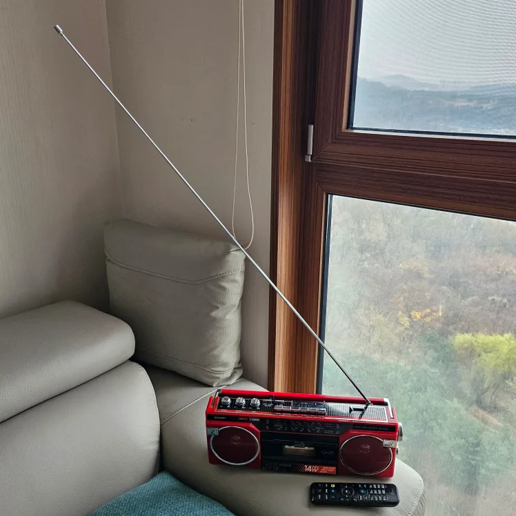 빈티지 중고 Sharp QT-25Z(R) 스테레오 카세트 라디오, 미니붐박스