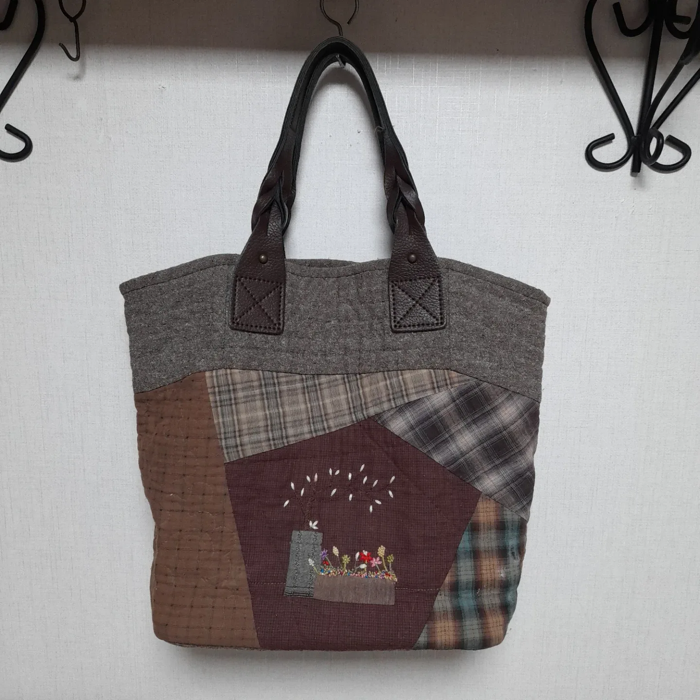 중고 퀼트 가방 조각잇기 프랑스 손자수 추동用 토트백