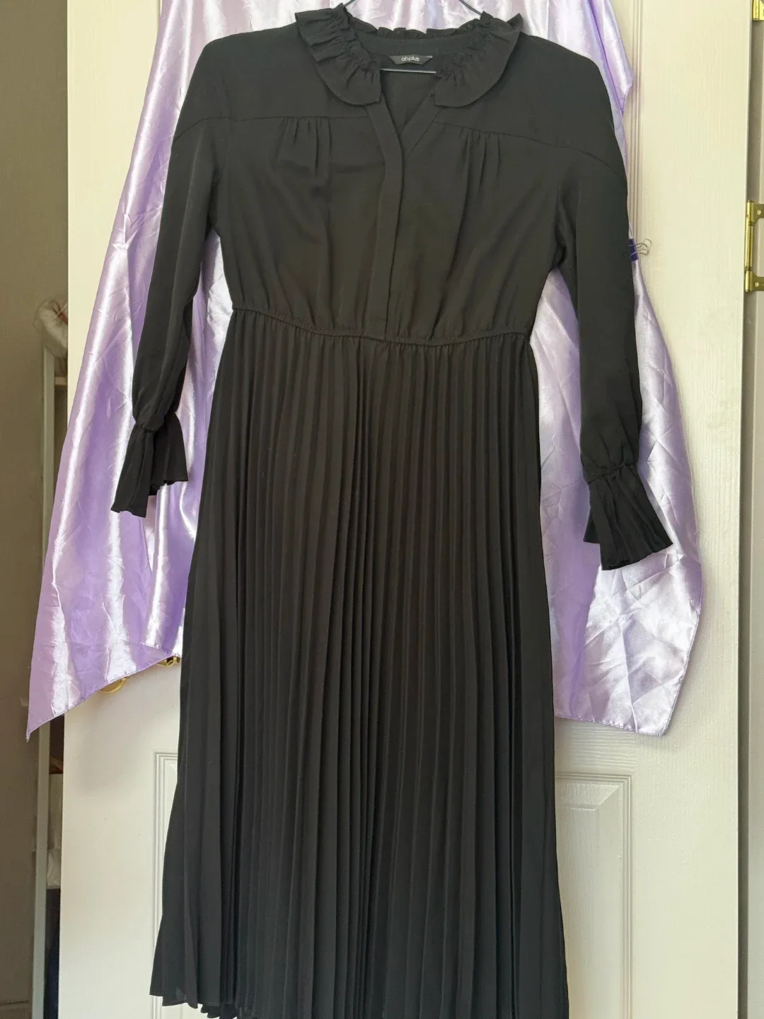 블랙 플리츠 롱 원피스