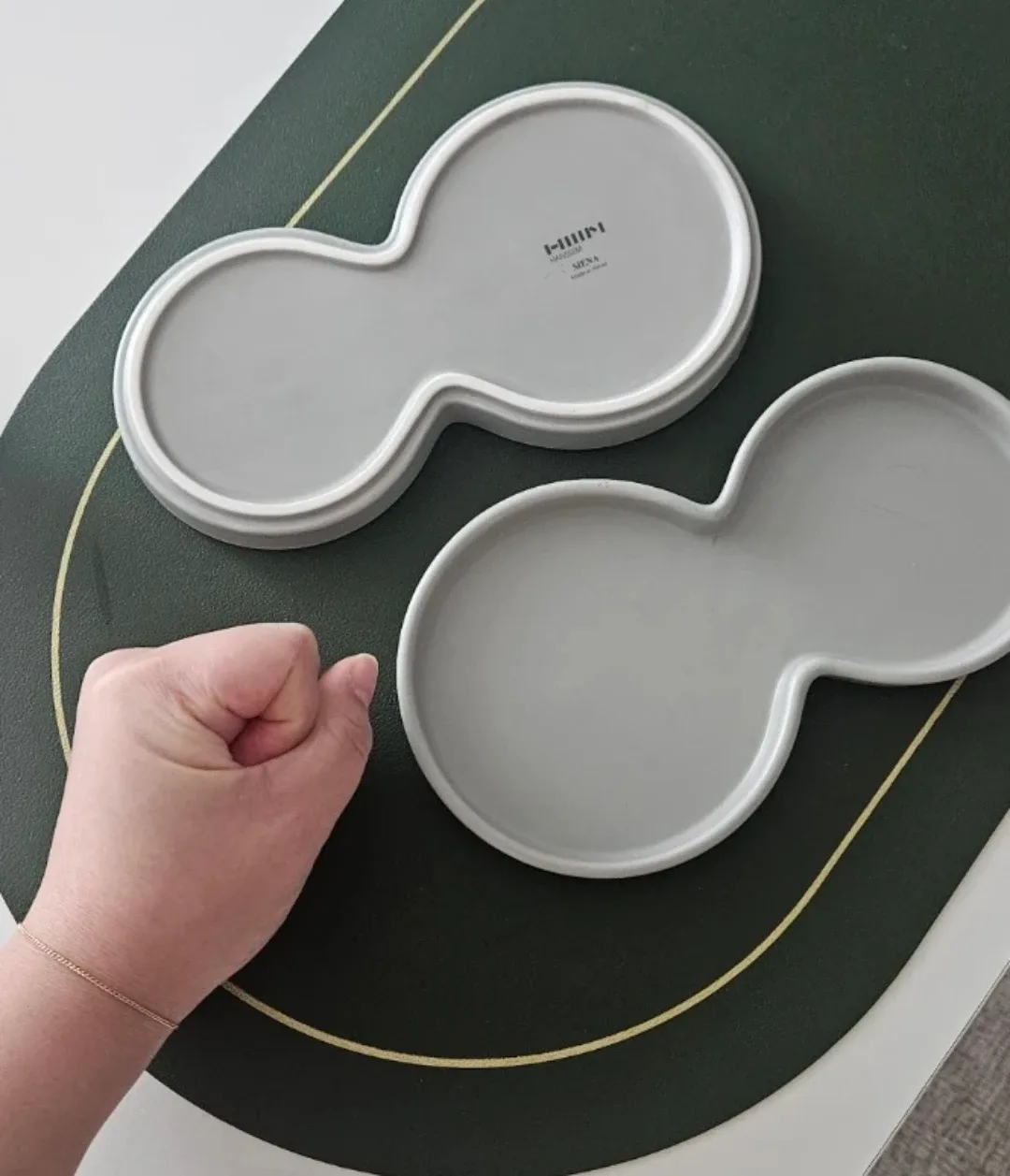 [중고] 한샘 땅콩모양 눈사람 모양 접시 2p