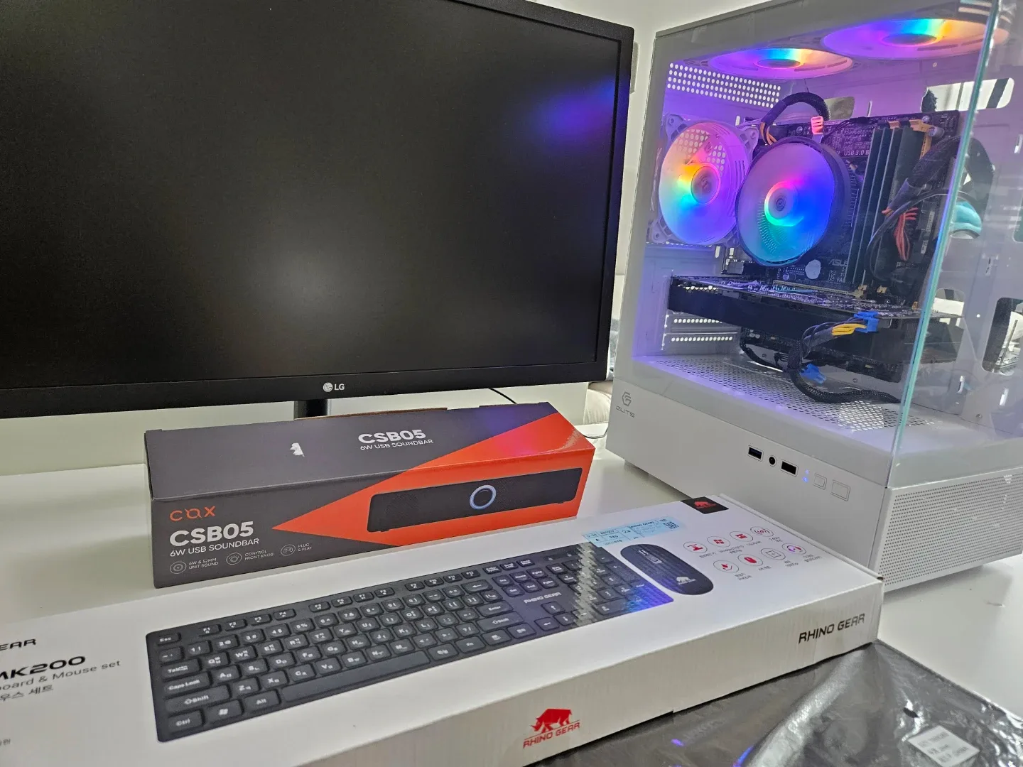 [배송o설치o]모니터 사운드바 키보드 마우스 장패드 포함 새케이스 I5 gtx1060 본체 게이밍 컴퓨터 pc 풀셋