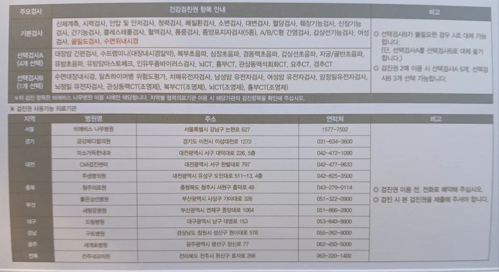건강검진 예약권 2매