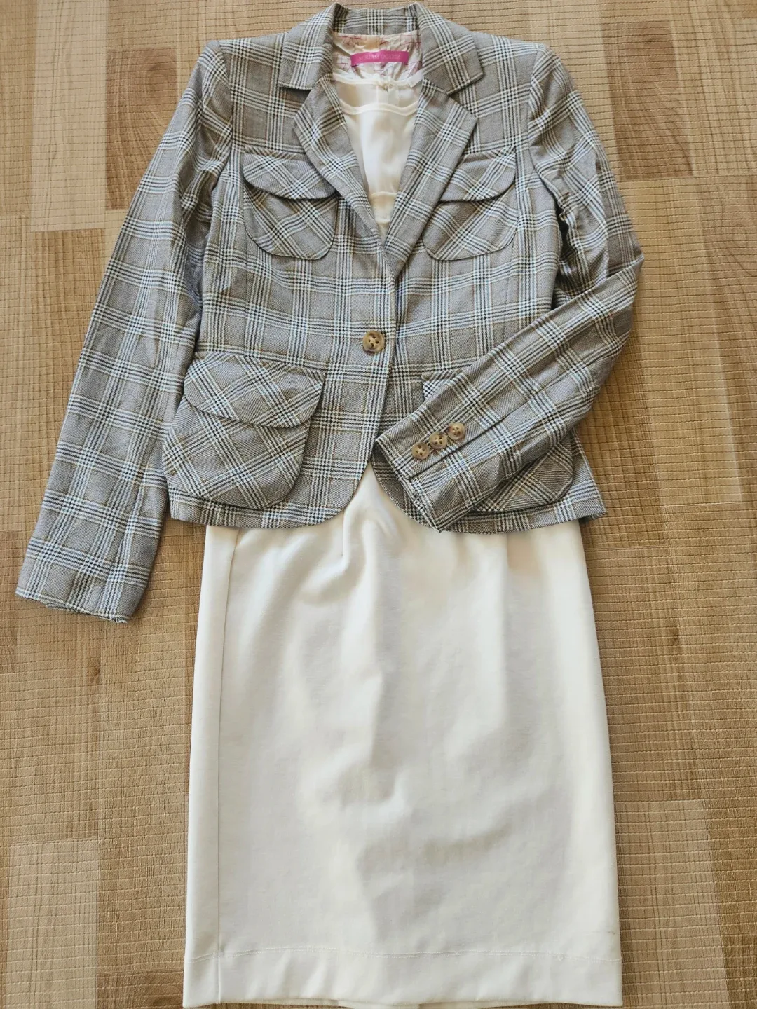 체크 자켓 +민소매 원피스 셋업