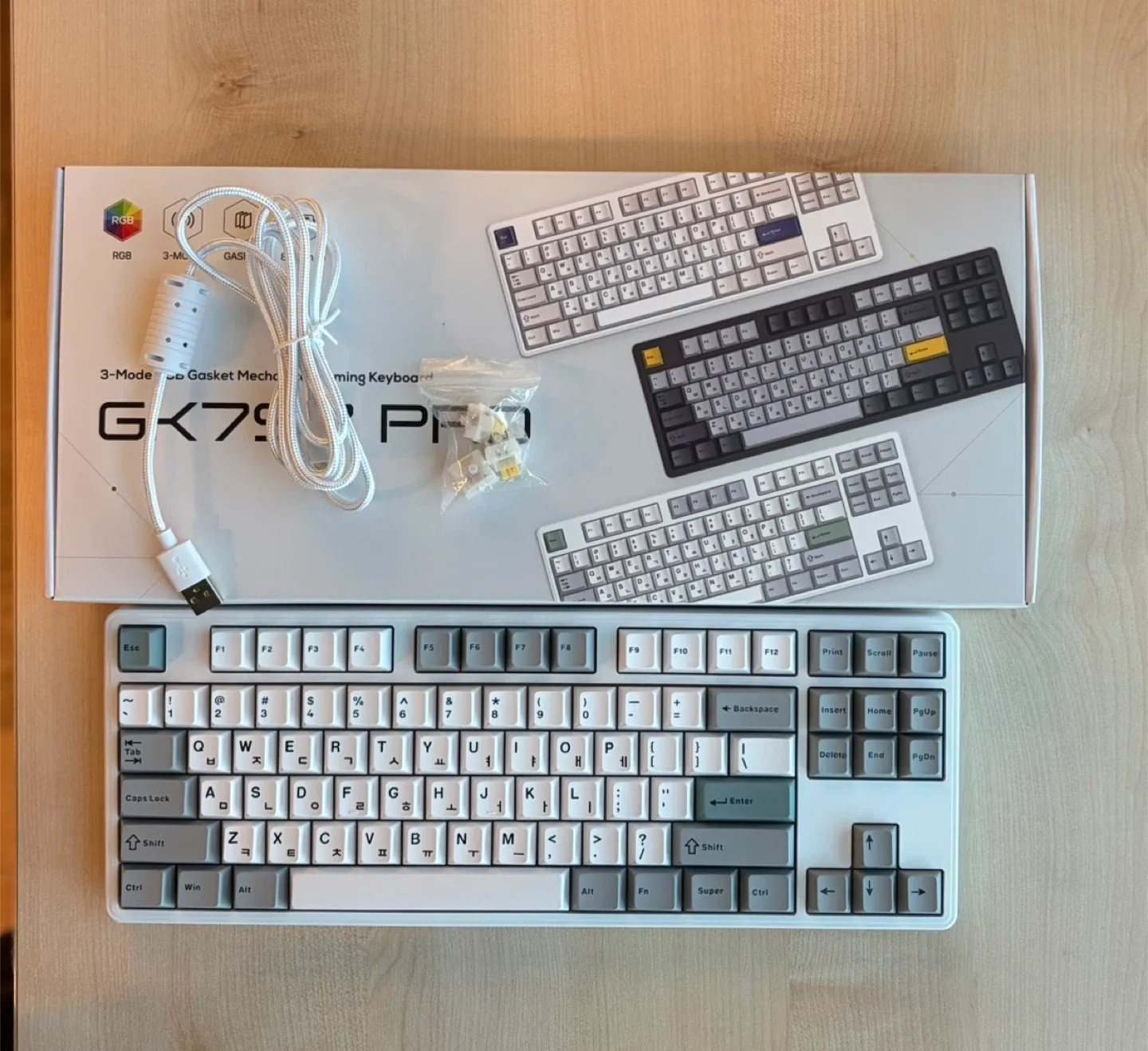 [풀박스, 거의 새것] 한성 GK797PRO 저소음 토독 - 브라운슈가 35g (메탈화이트)