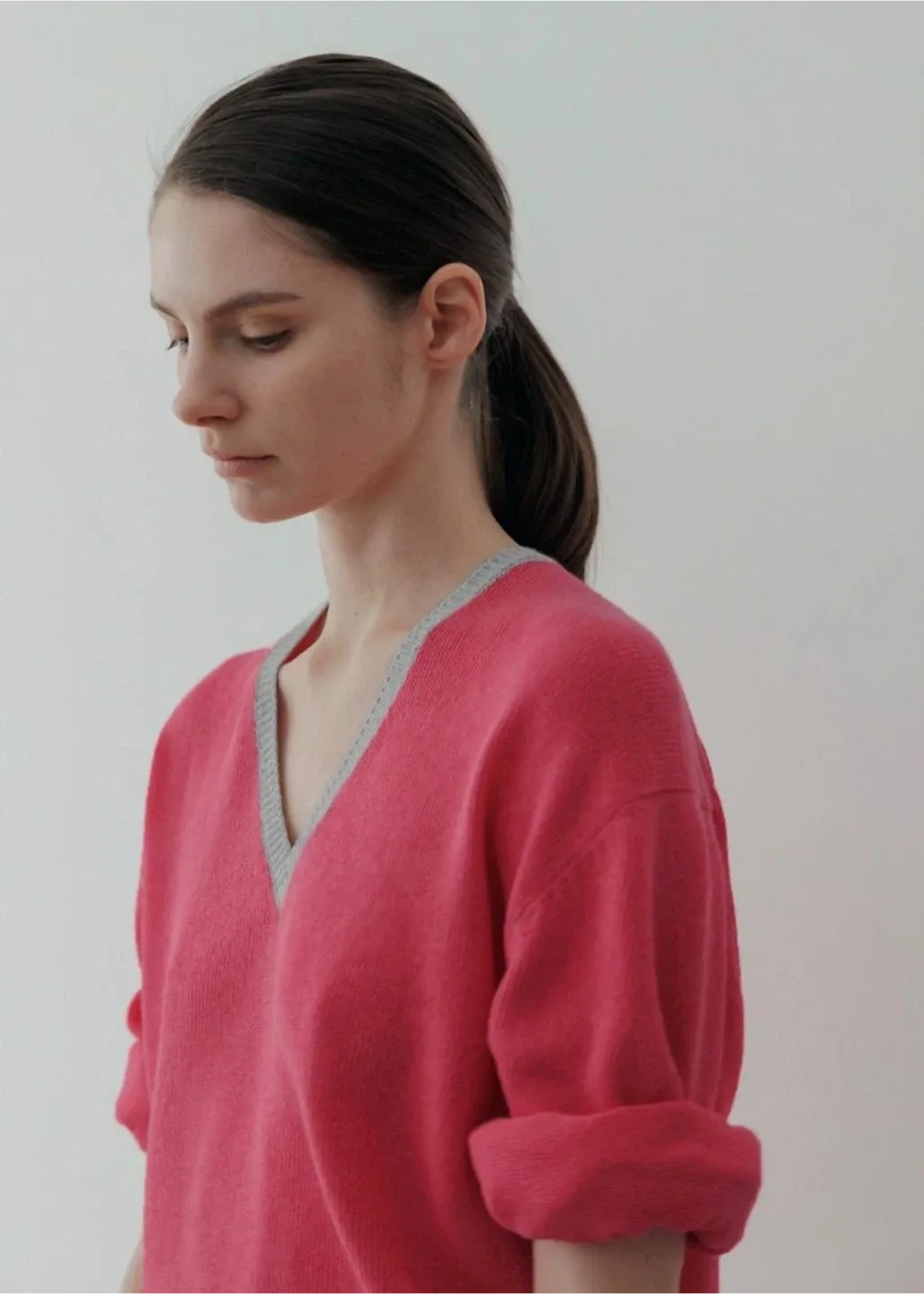 문달 폰토 라인 니트 (핑크)