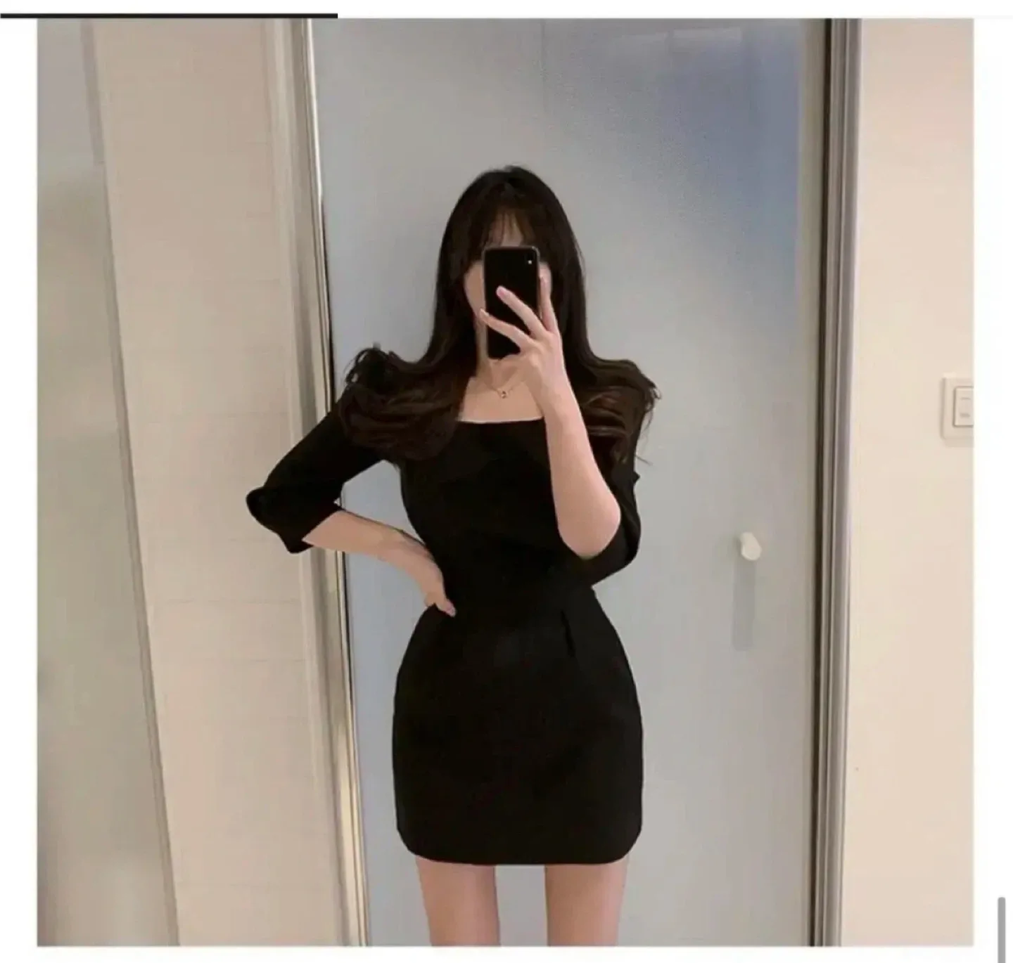 새상품 핀턱 퍼프 스퀘어넥 원피스