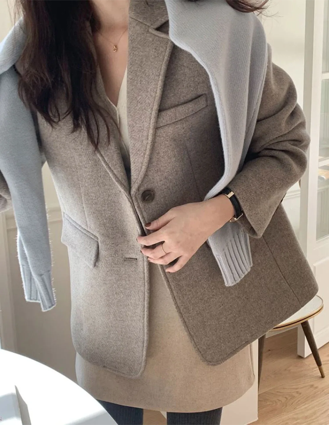 (1회착용)가내스라 위드 울 코트자켓