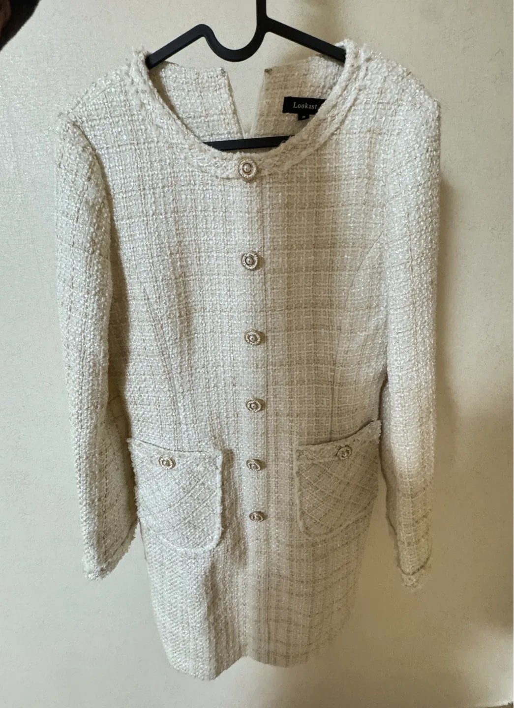 룩캐스트 화이트 트위드 원피스 M