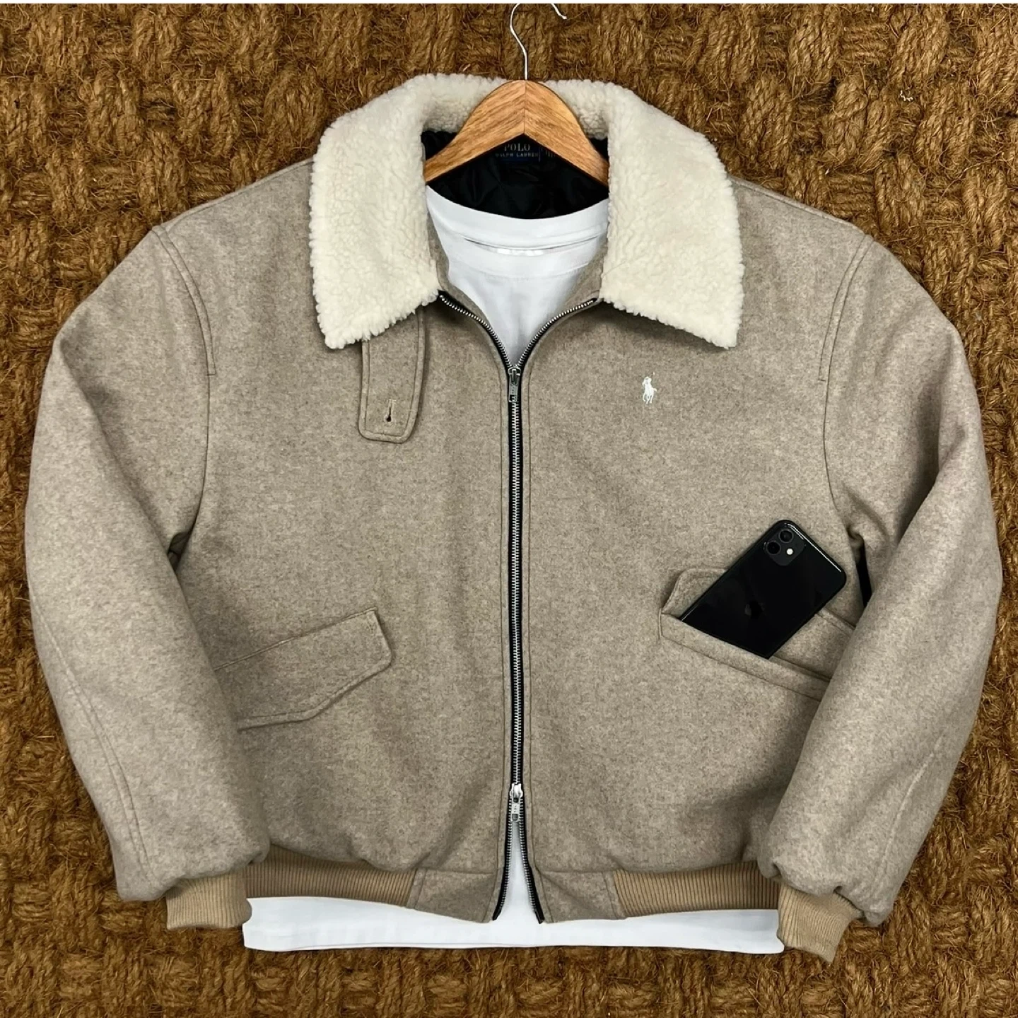 폴로 자수 울 무스탕 누빔 자켓 L | 남성패션/잡화 | 당근 중고거래