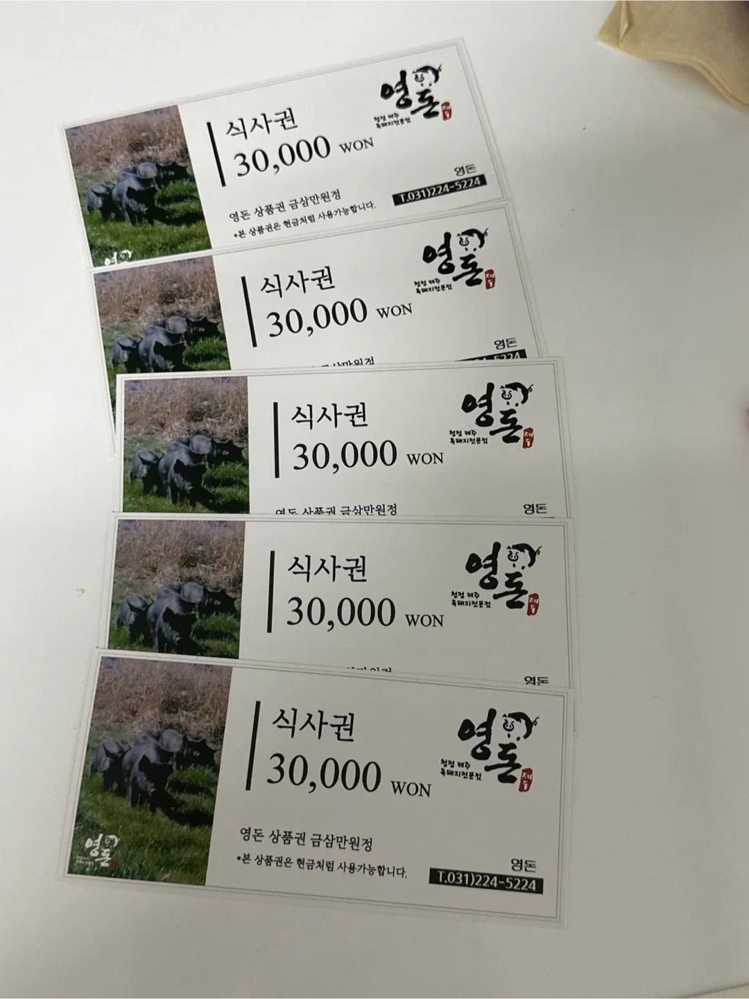 영돈 흑돈 3만원 식사권 5장