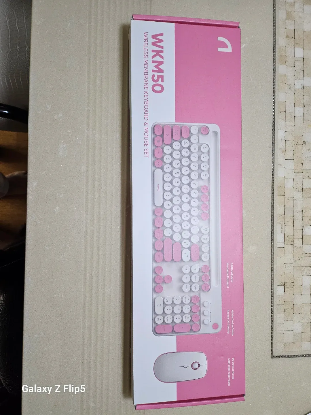 앤유 WKM50 핑크 무선 키보드 마우스 세트 새상품