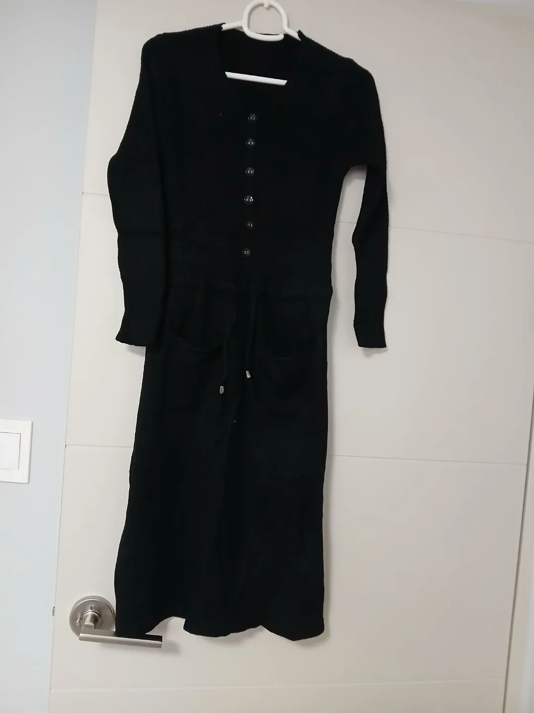 블랙 니트 롱 원피스 세트