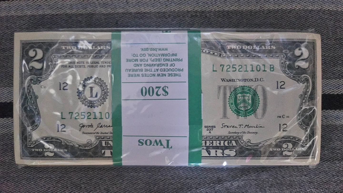 행운의 2달러 지폐 200달러 묶음 신권 | 티켓/교환권 | 당근 중고거래