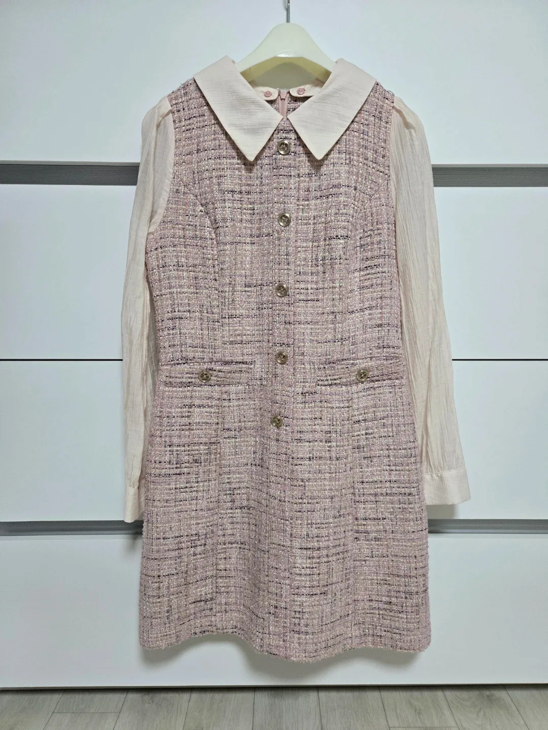 로엠 트위드 카라 원피스 S