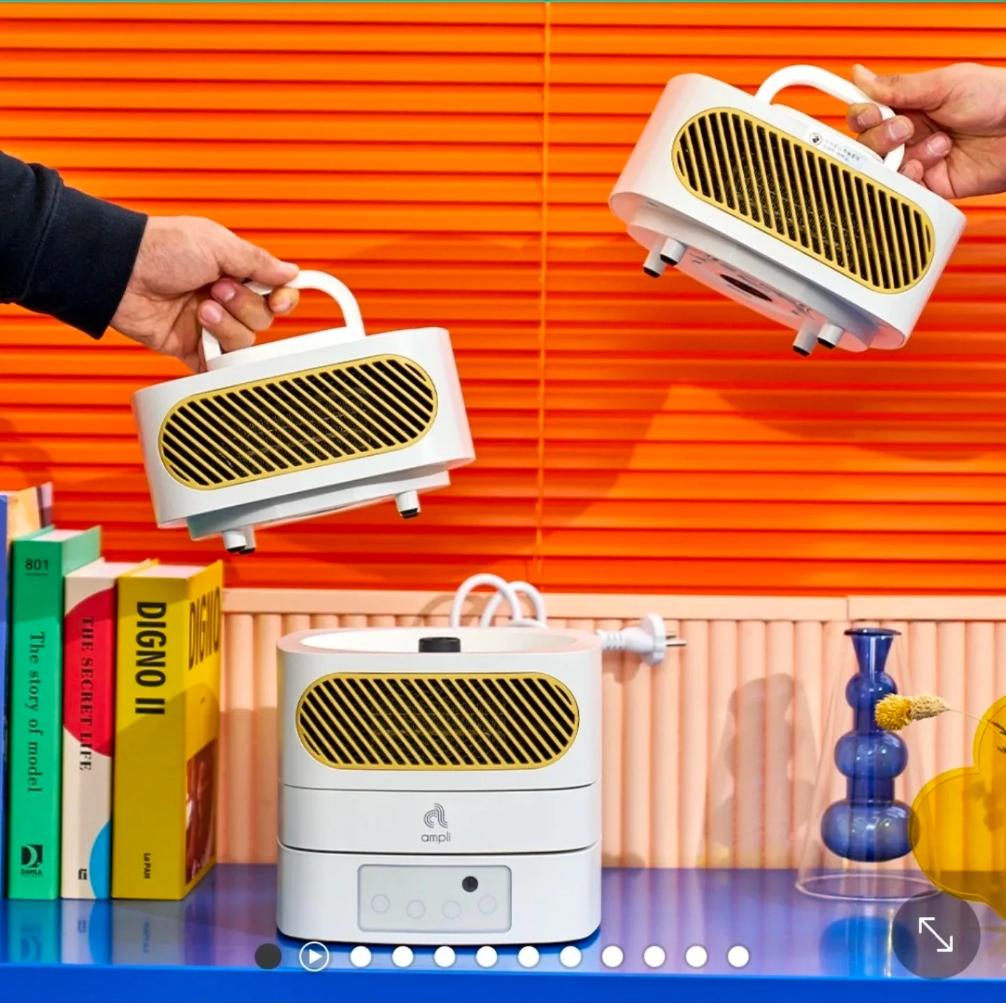 [새제품] 엠플리 가정용 전기온풍기 팬히터 3단 모듈형 가정용 사무실 미니 캠핑용 PTC 히터 AMP-001