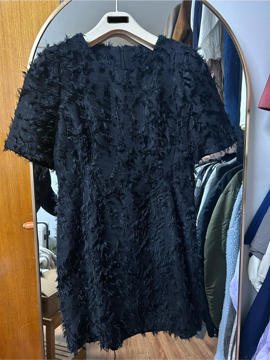 블랙 반팔 미니 원피스