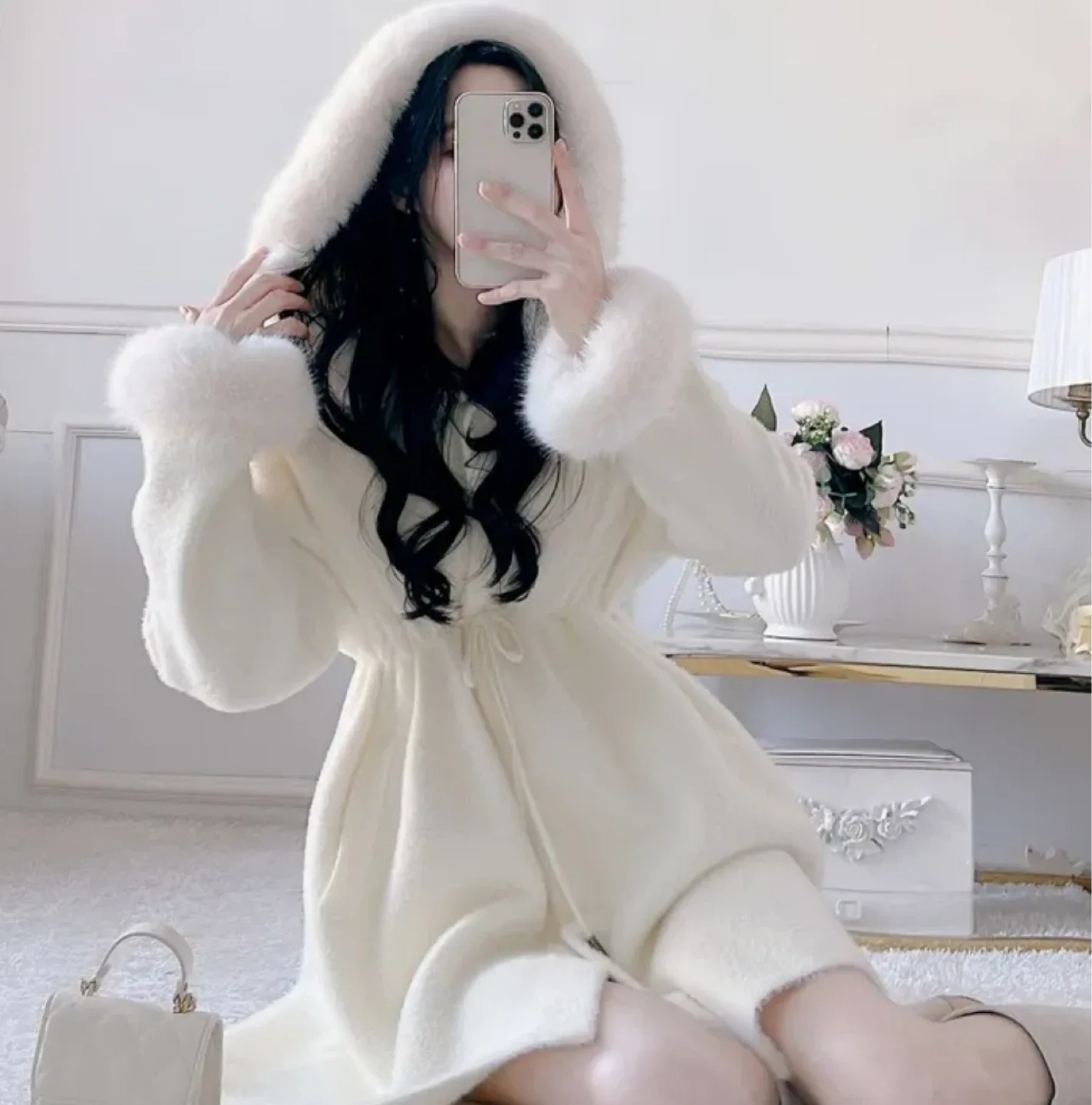 ❄️ 오버핏 터틀넥 판쵸 케이프 니트 하프 코트 자켓