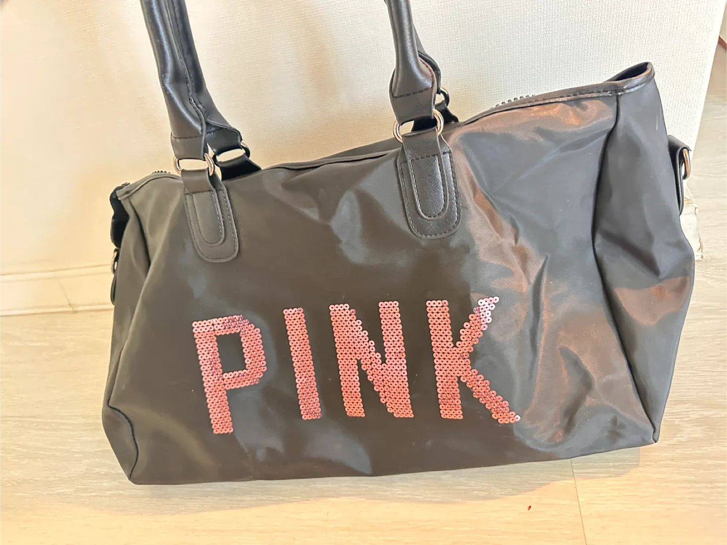 PINK 블랙 스팽글 보스턴 가방