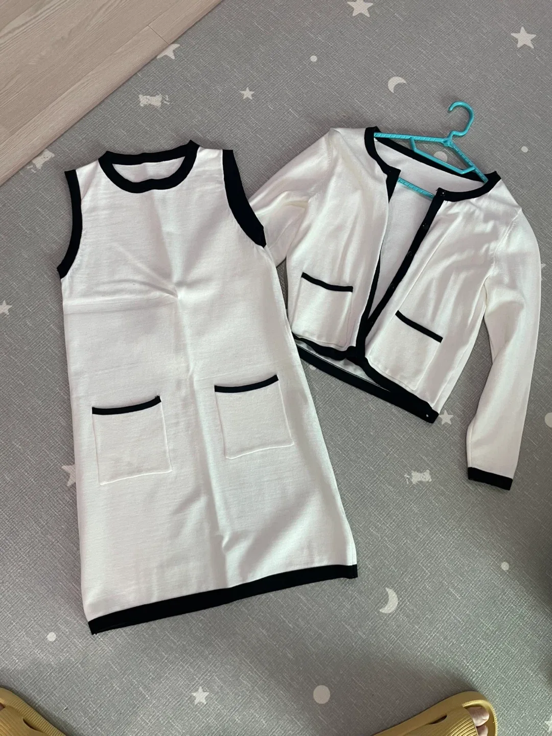 화이트 미니원피스 가디건 세트