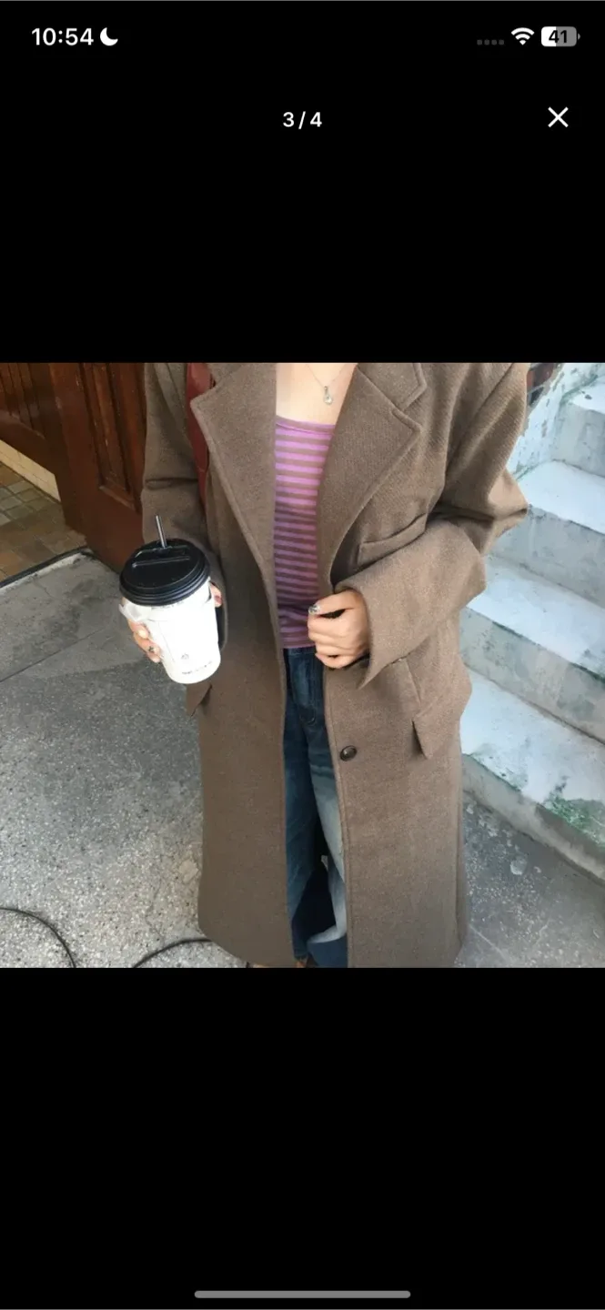 울 핸드메이드 롱 코트